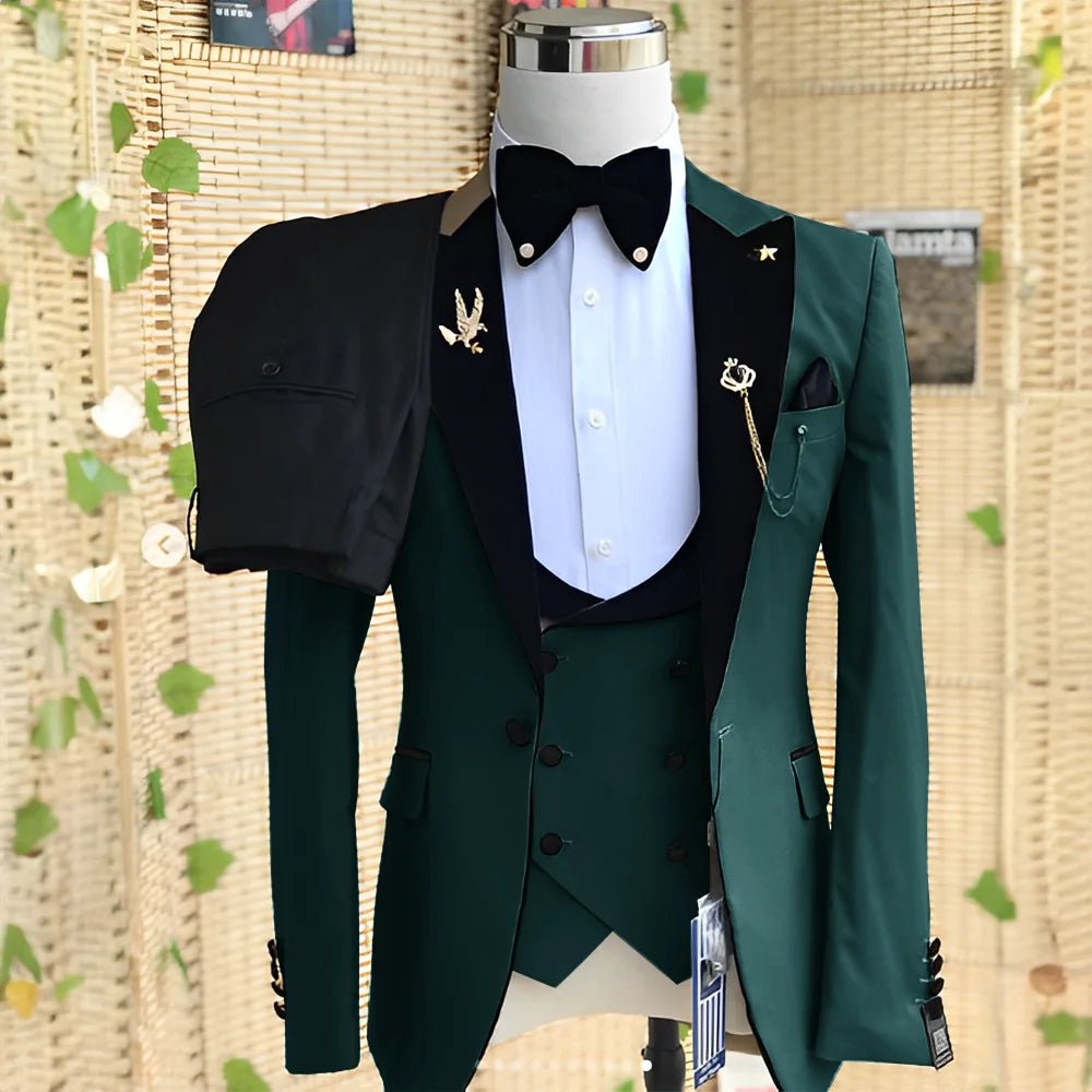 Men’s Slim-Fit 3-Piece Wedding Suit – Jacket, Trousers & Waistcoat