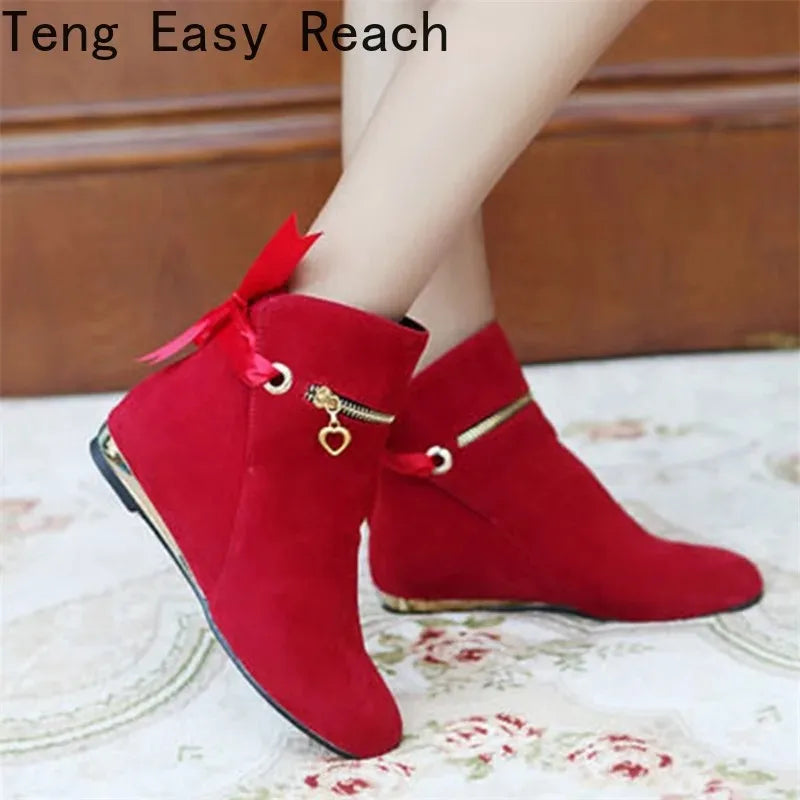 Women's Faux-Suede Ankle Boots with Bow Detail | Model Pink