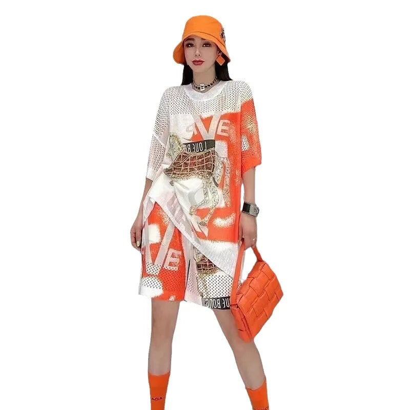 Women's Cartoon Rhinestone Two-Piece Top and Shorts Set