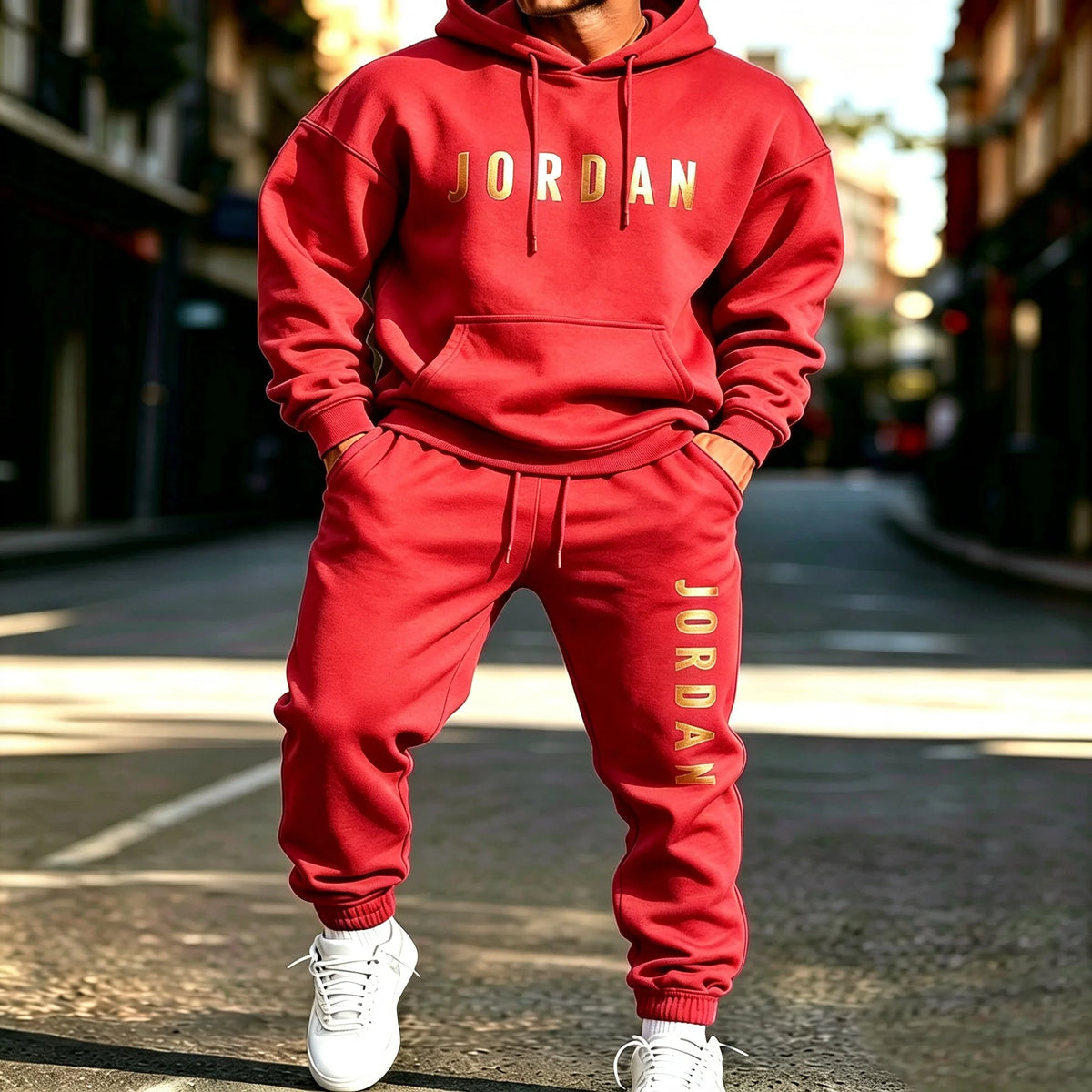 Men's Printed Hoodie & Sweatpants Two-Piece Set
