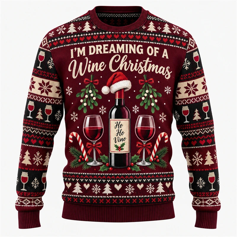 Wine Makes Christmas Merrier Printed Crewneck Sweatshirt