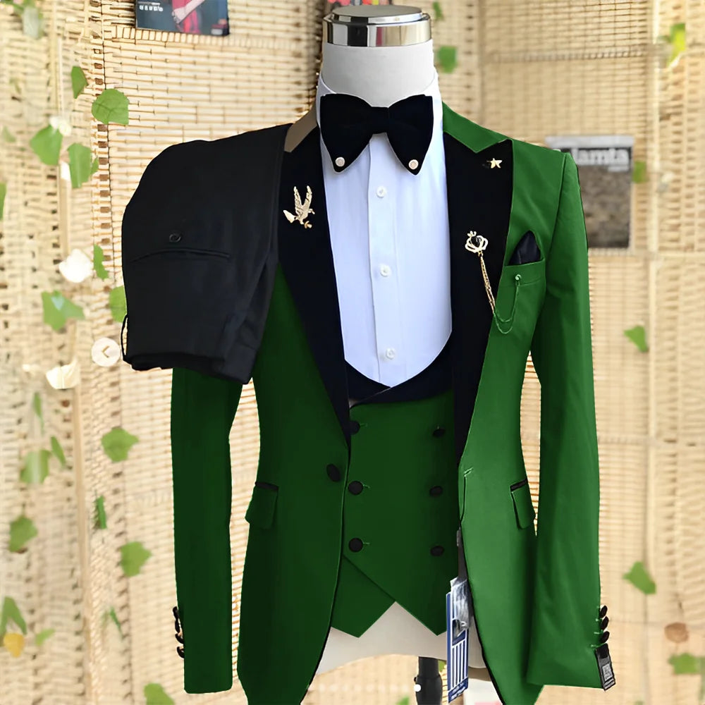 Men’s Slim-Fit 3-Piece Wedding Suit – Jacket, Trousers & Waistcoat