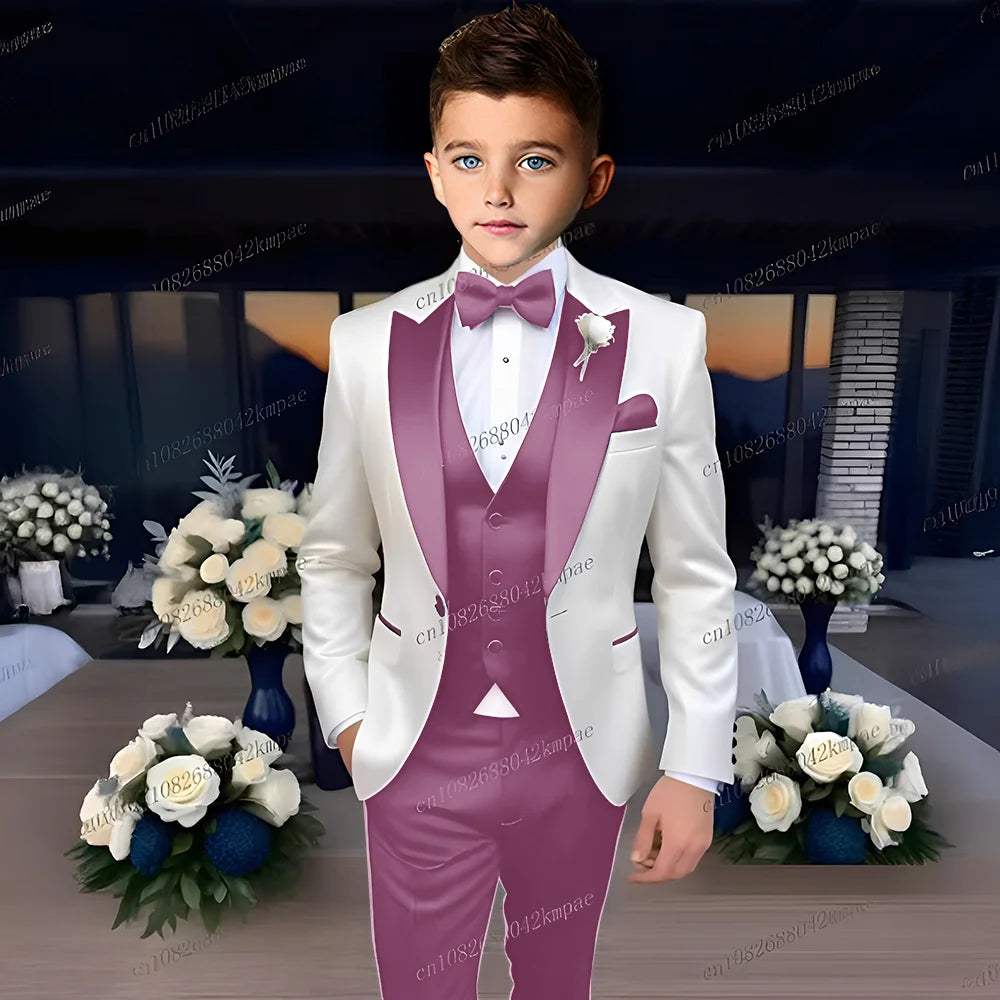 Boys’ 3-Piece Formal Suit – Blazer, Vest & Trousers