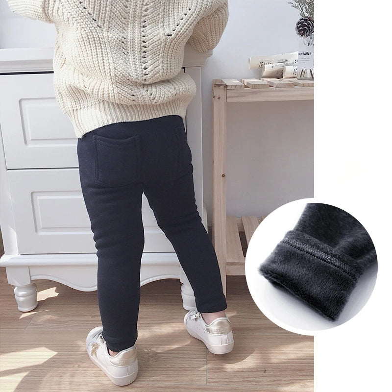 Kids' Fleece-Lined Denim Jeans with Elastic Waist