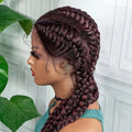 Dark Burgundy 4-Braid Lace-Front Wig with Baby Hair | Model Pink