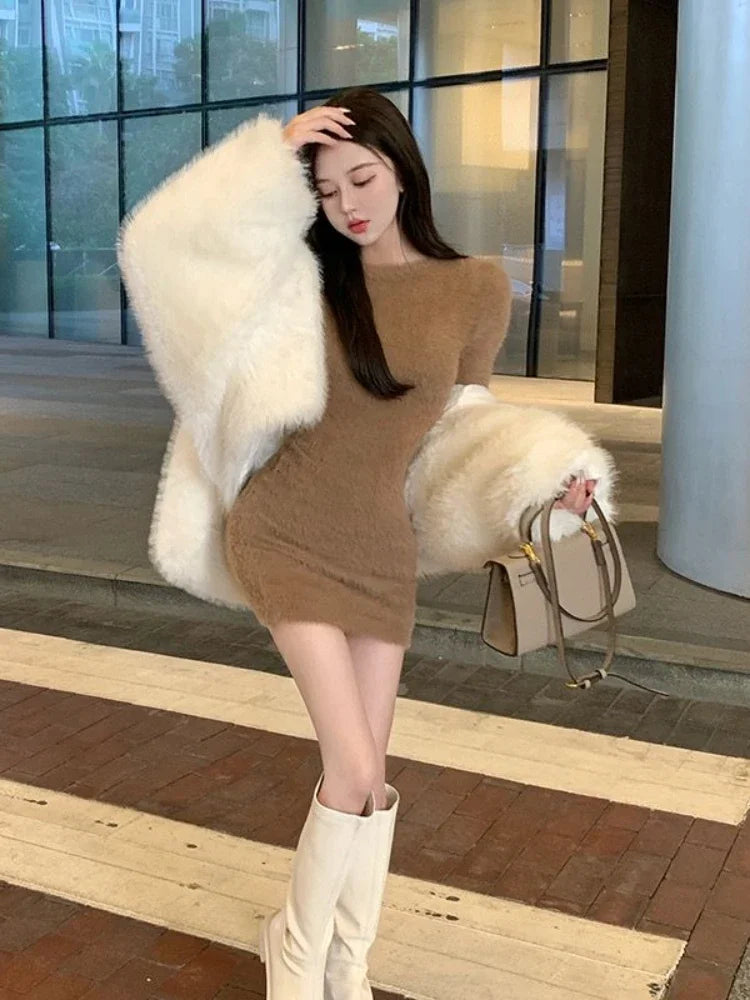 Women’s Long-Sleeve Knit Bodycon Mini Dress