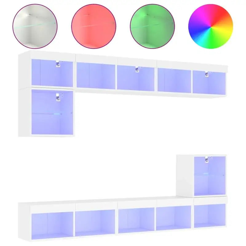 Wall-Mounted TV Unit with RGB LED Lighting & Storage