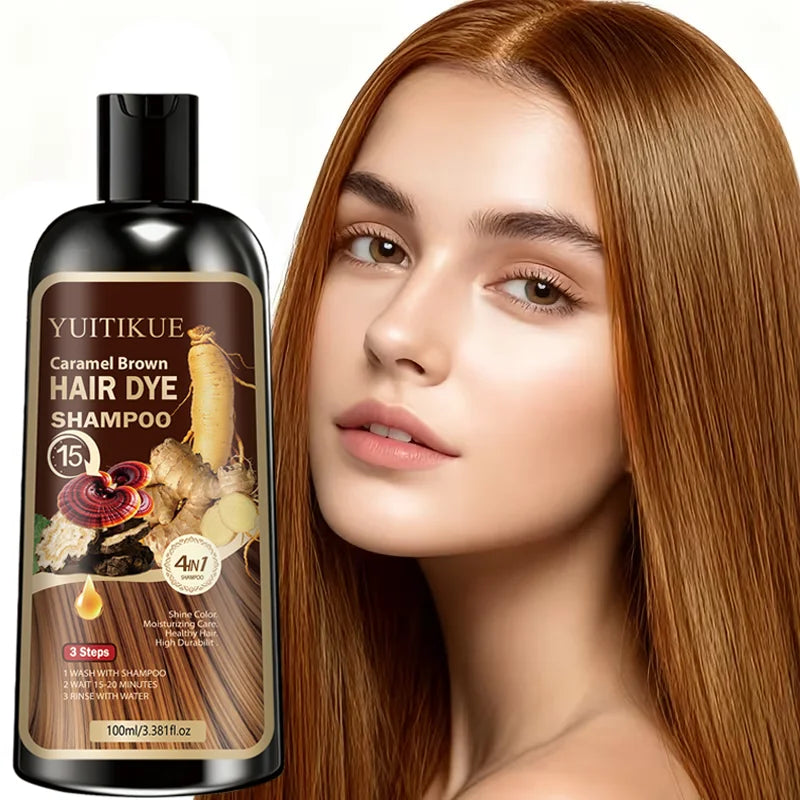 YUITIKUE Caramel Brown Hair Dye Shampoo – 100 ml