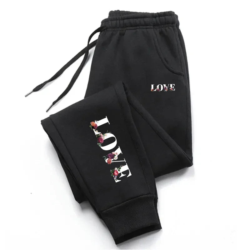 Women’s LOVE Print Elastic-Waist Joggers
