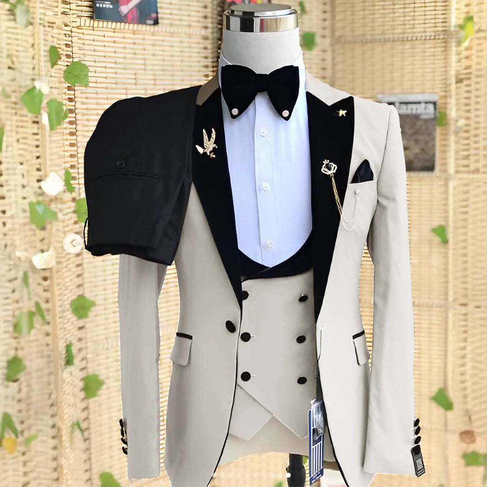 Men’s Slim-Fit 3-Piece Wedding Suit – Jacket, Trousers & Waistcoat