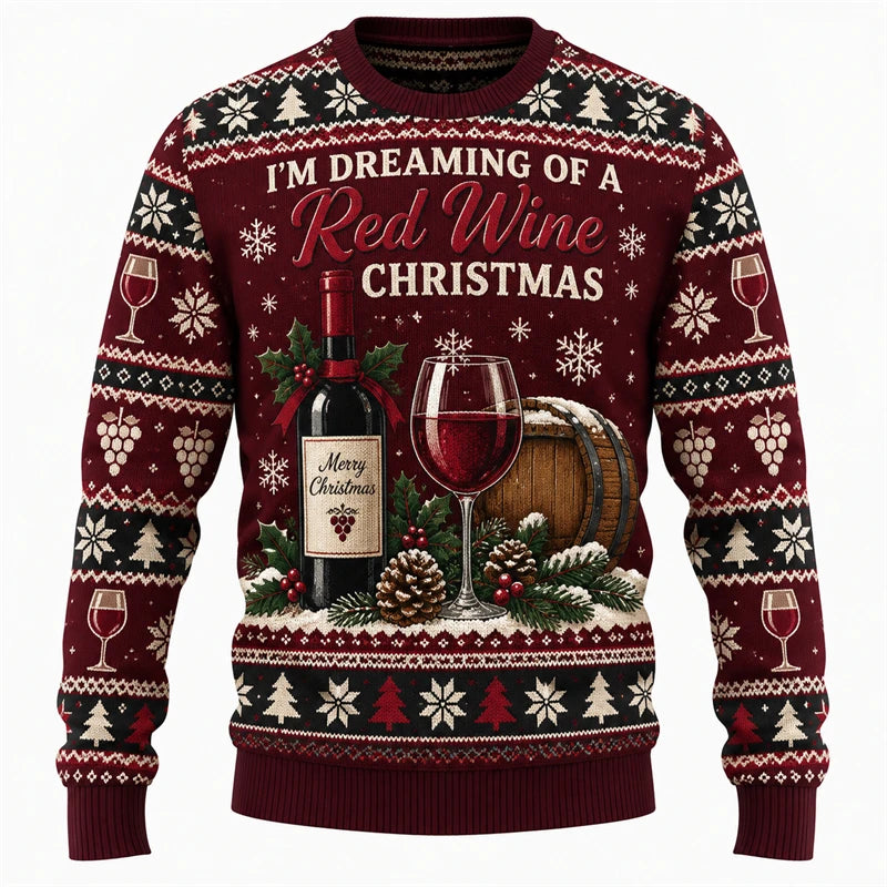 Wine Makes Christmas Merrier Printed Crewneck Sweatshirt