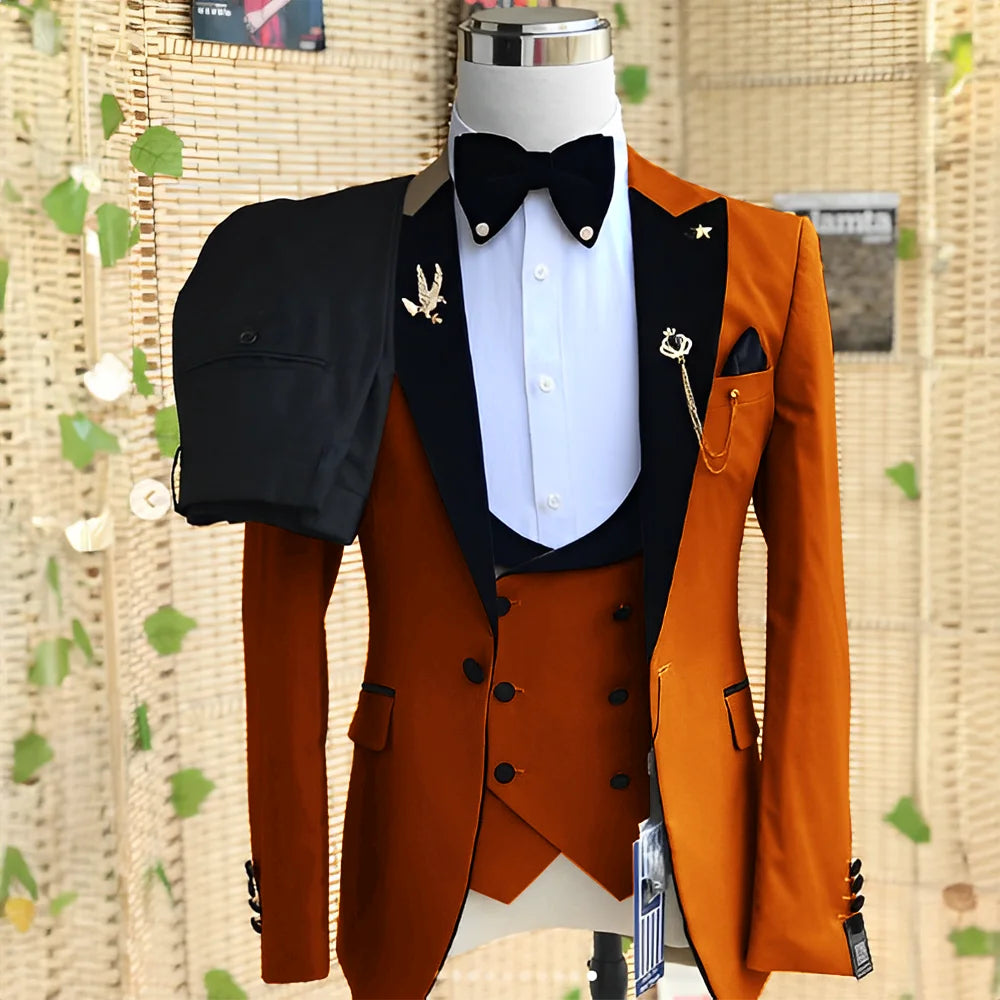 Men’s Slim-Fit 3-Piece Wedding Suit – Jacket, Trousers & Waistcoat