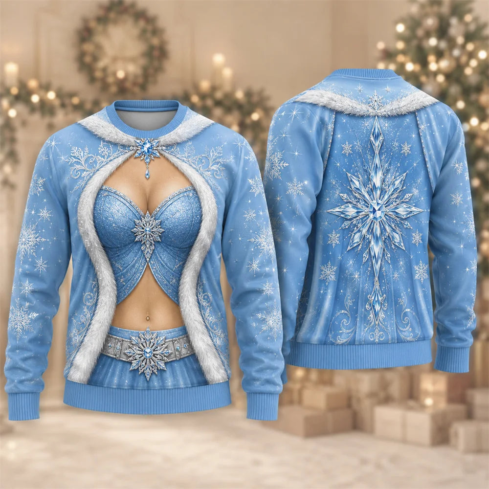 Santa Corset Illusion Print Christmas Crewneck Sweatshirt