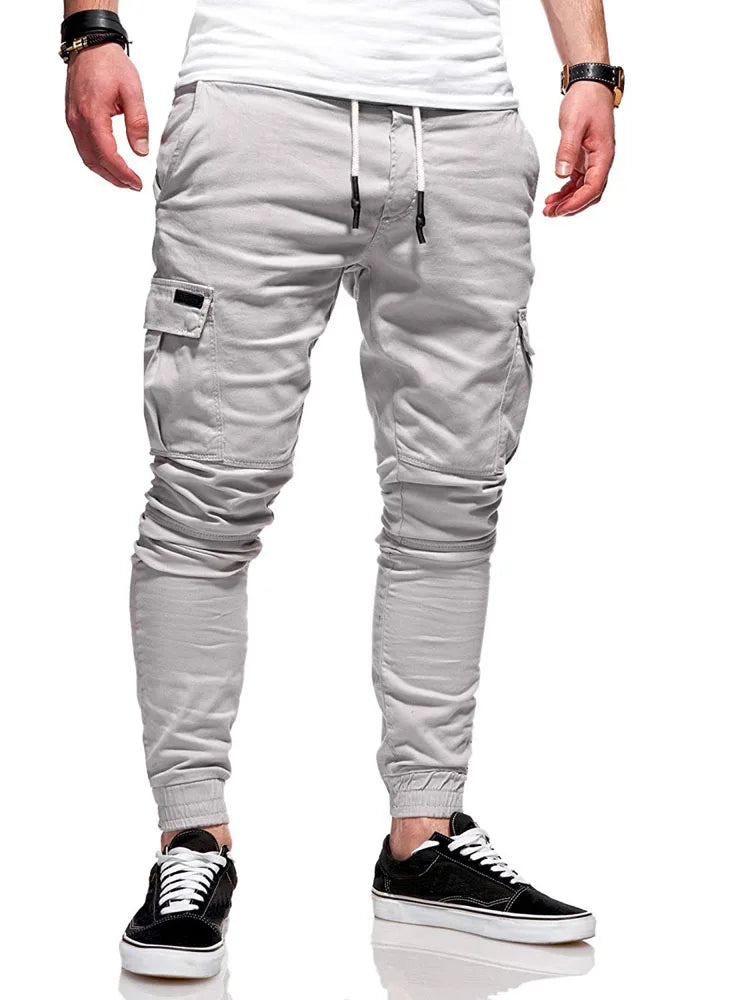 Men’s Elastic-Waist Casual Trousers with Pockets