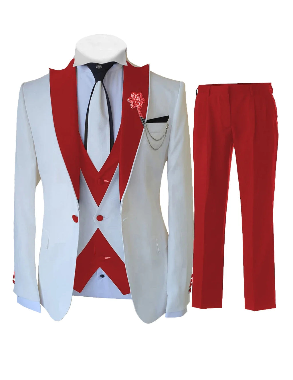 Men's Slim-Fit 3-Piece Wedding Suit Set | Model Pink