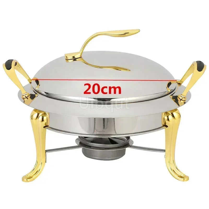 Gold-Finish Stainless Steel Chafing Dish Pot for Hotpot