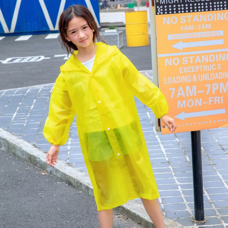 Kids' Hooded EVA Rain Poncho, 85 cm