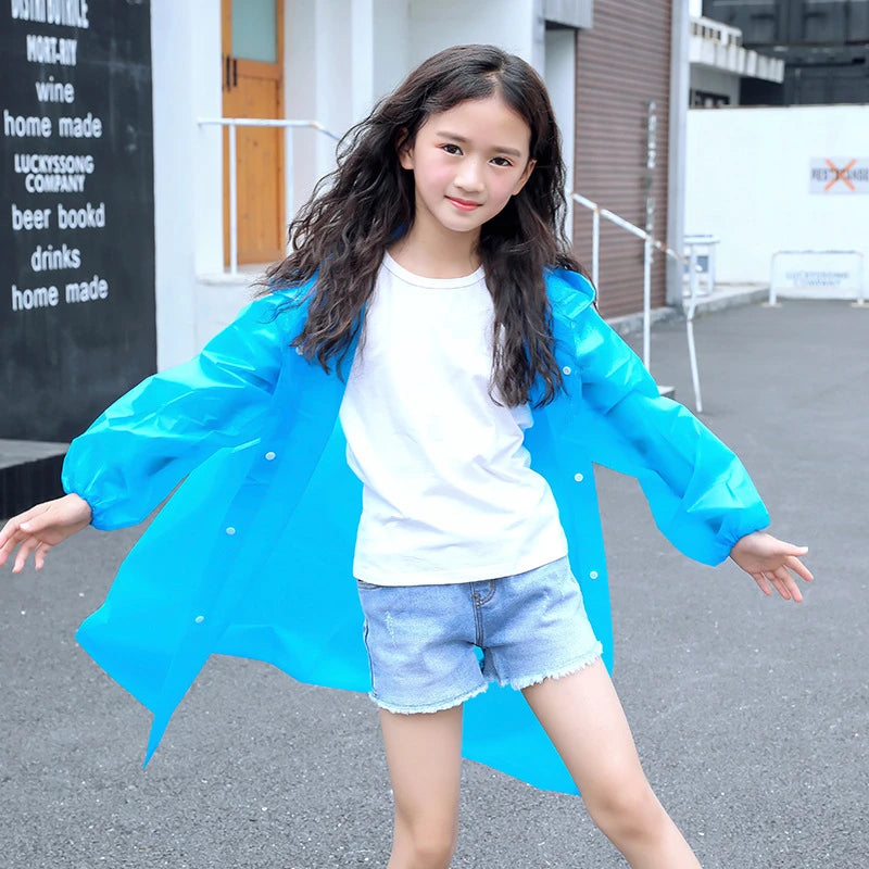 Kids' Hooded EVA Rain Poncho, 85 cm