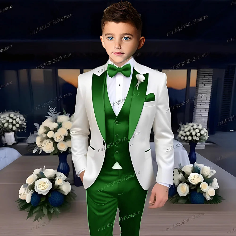 Boys’ 3-Piece Formal Suit – Blazer, Vest & Trousers