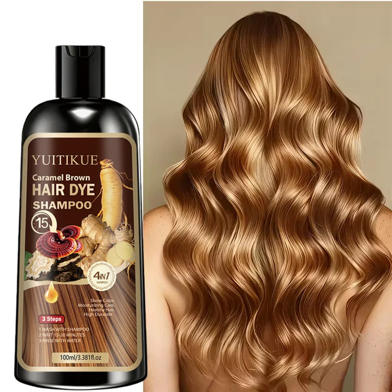 YUITIKUE Caramel Brown Hair Dye Shampoo – 100 ml