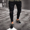 Men’s Black Ripped Stretch Denim Jeans