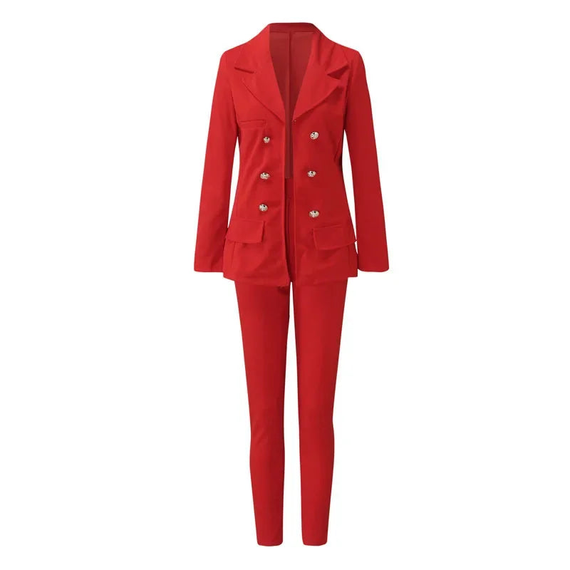Women's Double-Breasted Blazer & Trouser Set