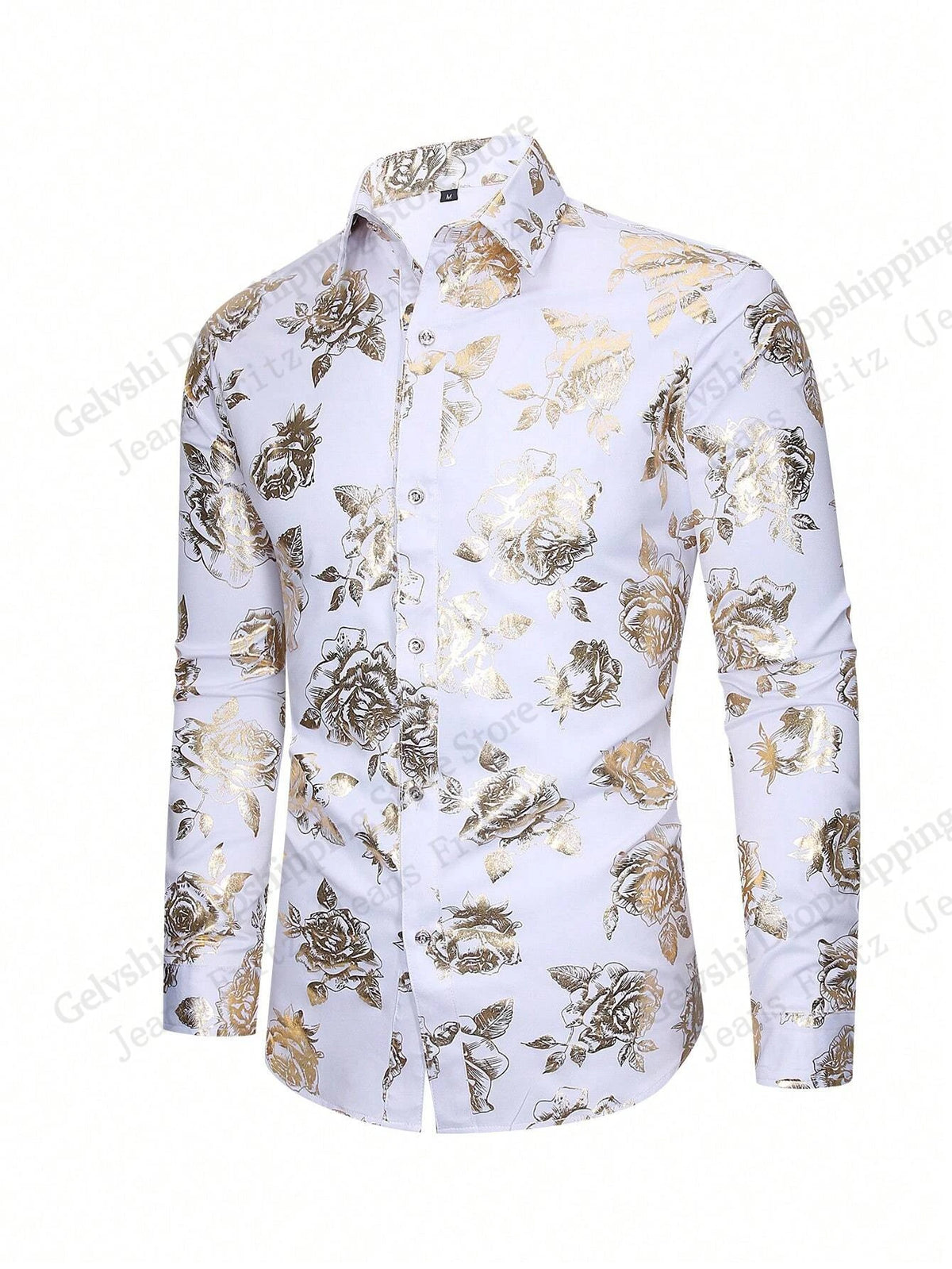 Men’s Baroque Floral Long-Sleeve Button-Down Shirt