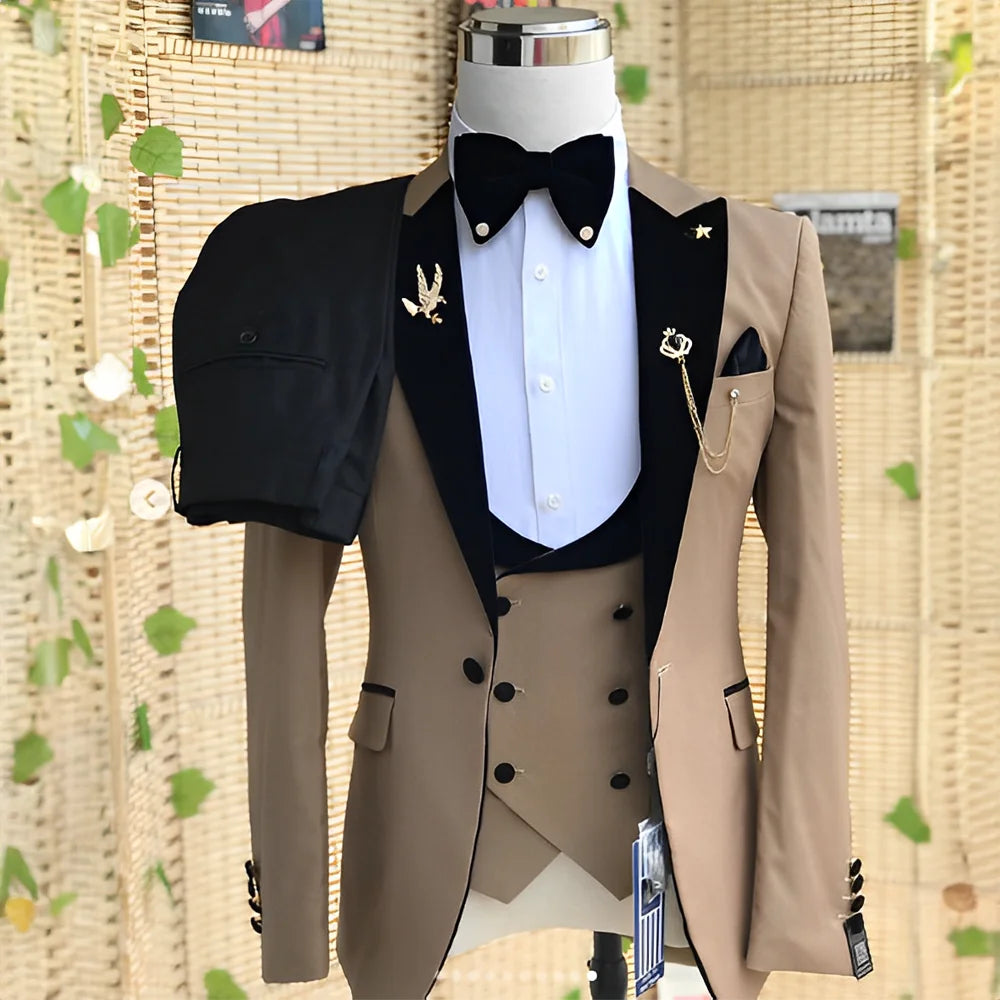 Men’s Slim-Fit 3-Piece Wedding Suit – Jacket, Trousers & Waistcoat