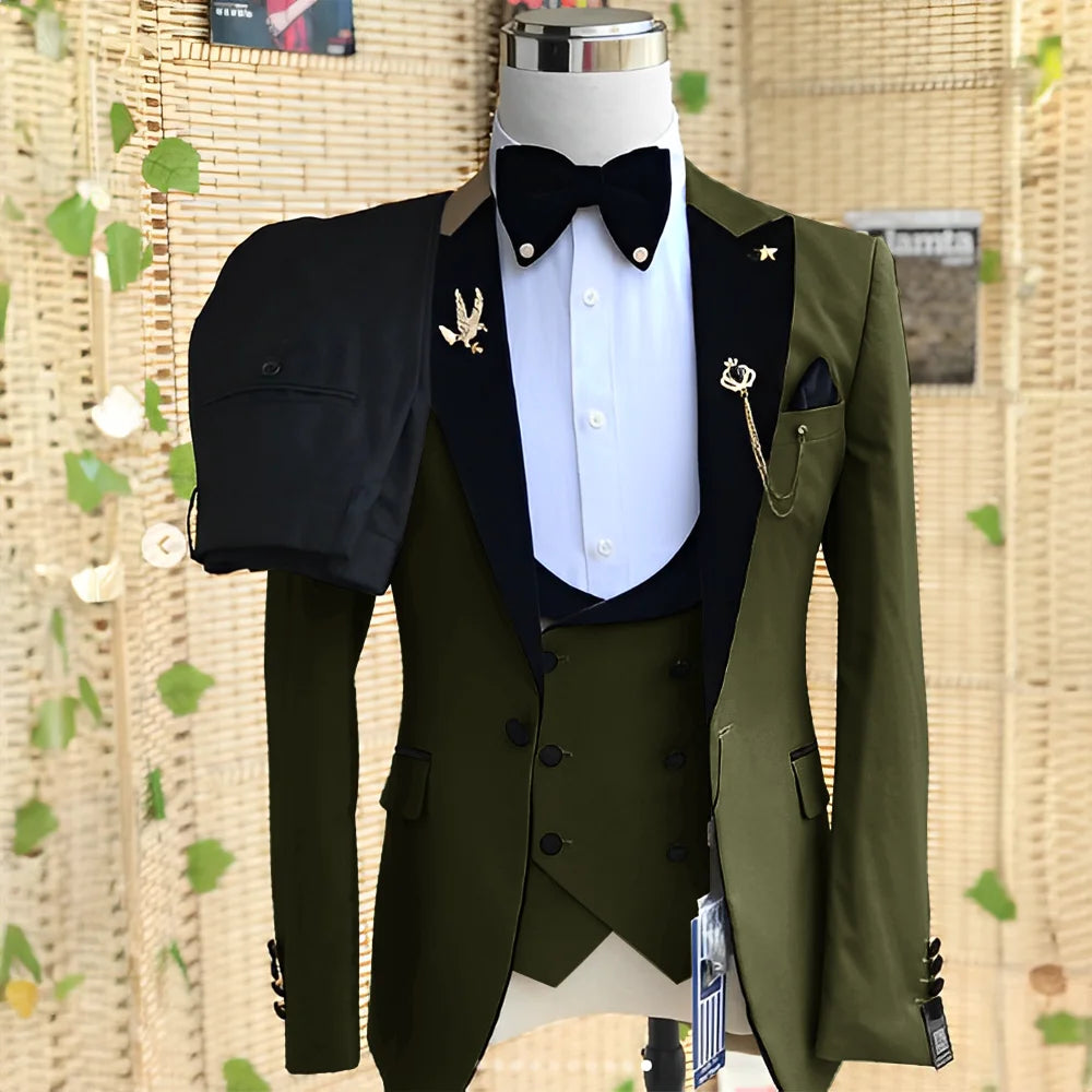 Men’s Slim-Fit 3-Piece Wedding Suit – Jacket, Trousers & Waistcoat