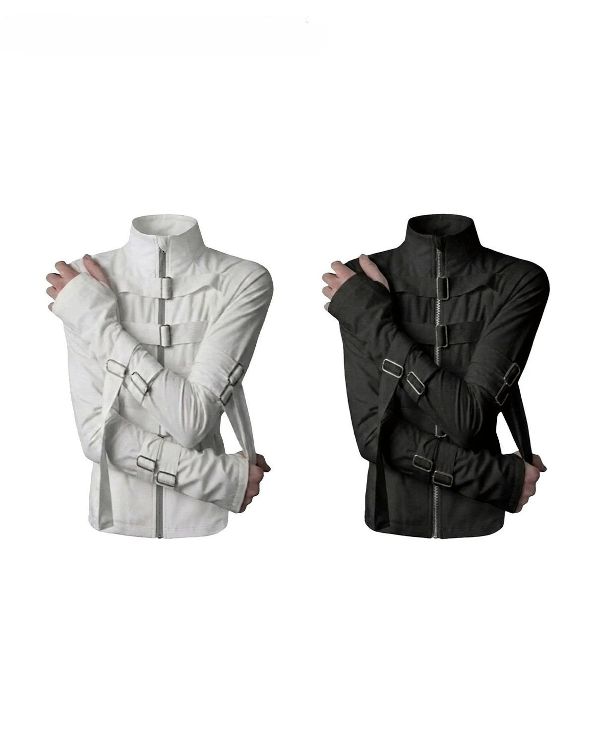 Women's Stand-Collar Zip Jacket with Buckle Detail