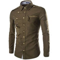 Men’s Gothic Zipper-Detail Long-Sleeve Shirt