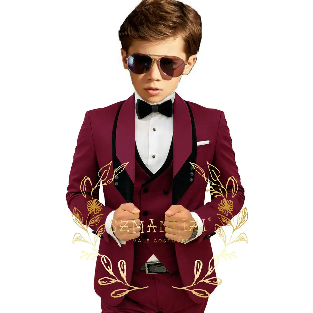 Boys’ 3-Piece Formal Suit with Elastic-Waist Trousers