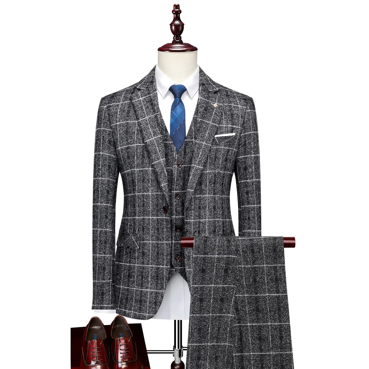 Men’s Three-Piece Suit Set with Vest and Trousers