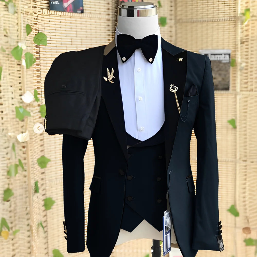 Men’s Slim-Fit 3-Piece Wedding Suit – Jacket, Trousers & Waistcoat
