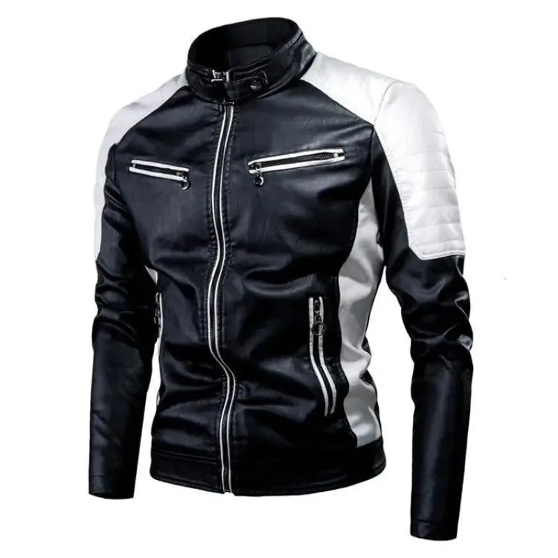 Unisex Retro Motorcycle-Inspired Stand-Collar Jacket