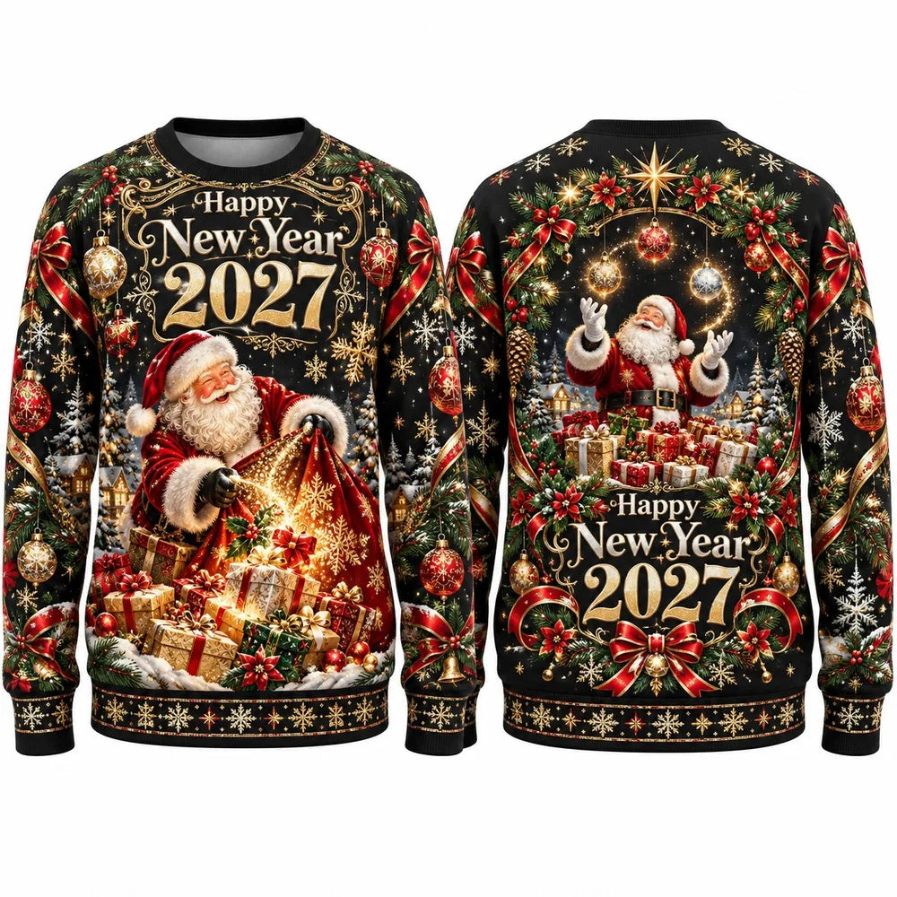 Santa & Sleigh Christmas Print Crewneck Sweatshirt
