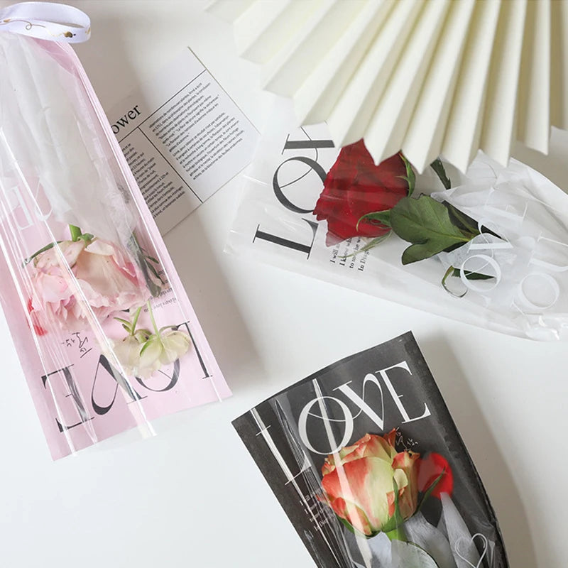 LOVE Transparent Flower Packaging Bags – 20 Pack