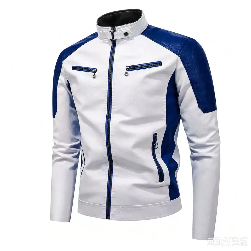 Unisex Retro Motorcycle-Inspired Stand-Collar Jacket