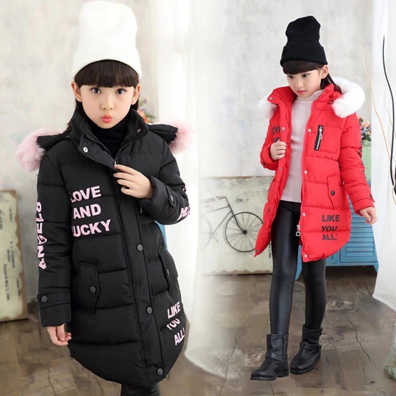 Girls' Hooded Cotton Winter Coat