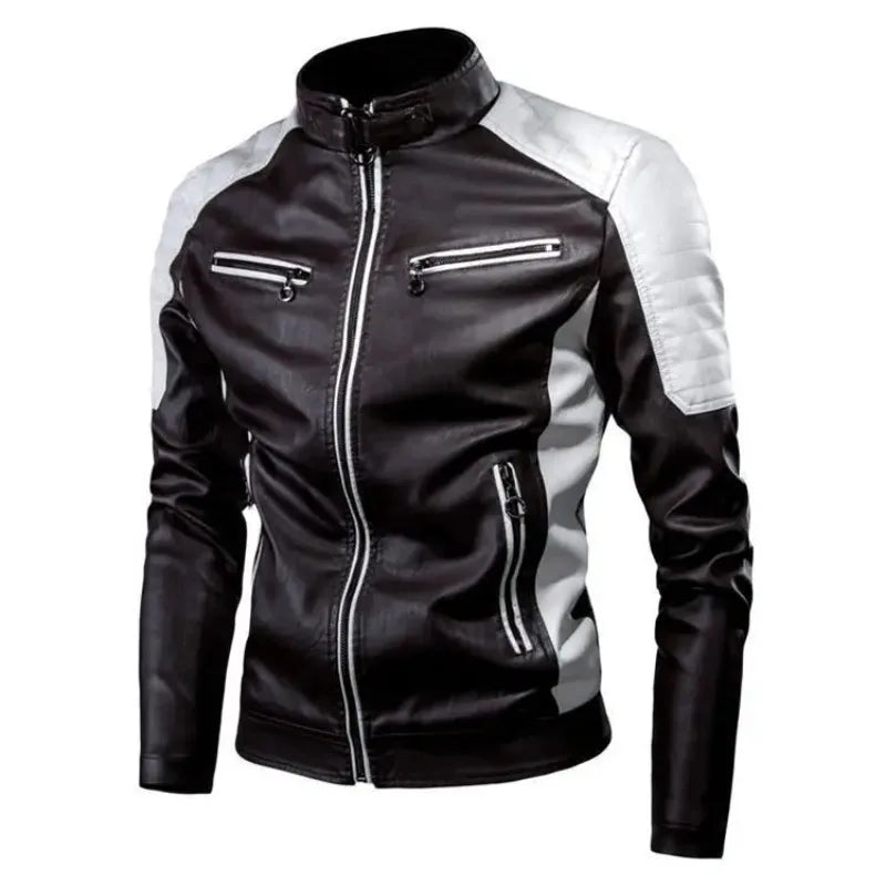 Unisex Retro Motorcycle-Inspired Stand-Collar Jacket