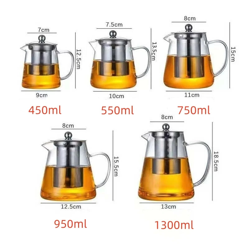 1 L Borosilicate Glass Teapot with Removable Infuser