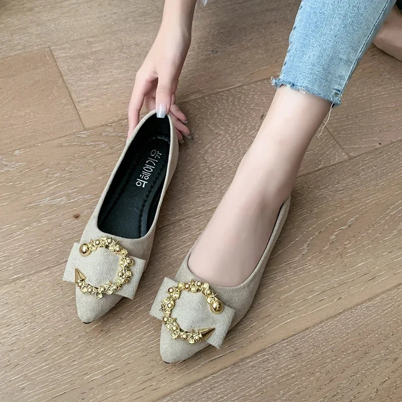 Women's Pointed-Toe Slip-On Loafers with Metal Detail