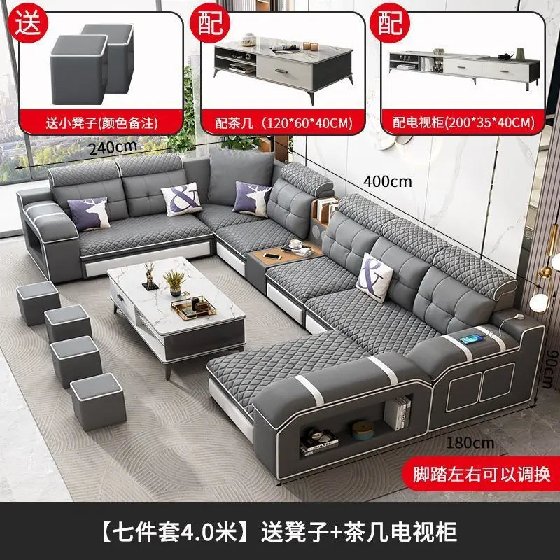 Modern U-Shaped Sectional Sofa with Removable Covers
