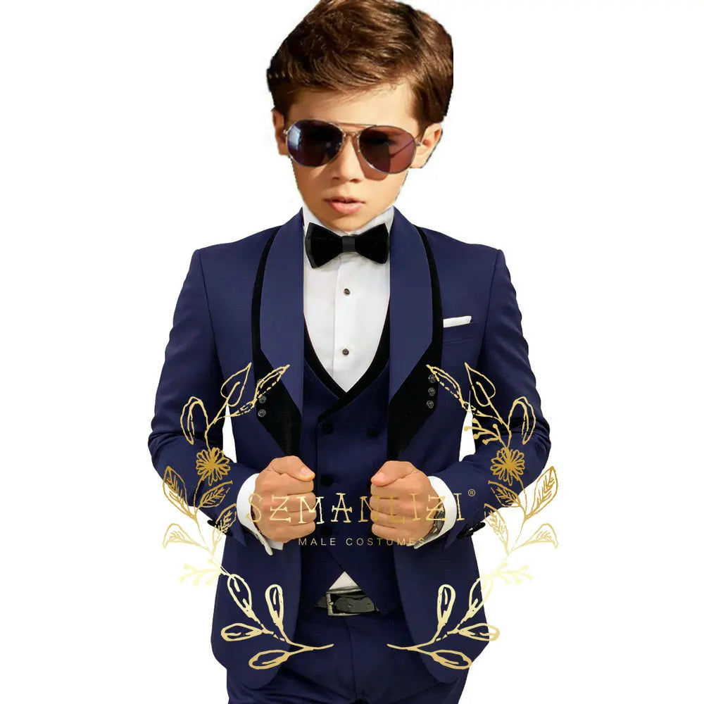 Boys’ 3-Piece Formal Suit with Elastic-Waist Trousers
