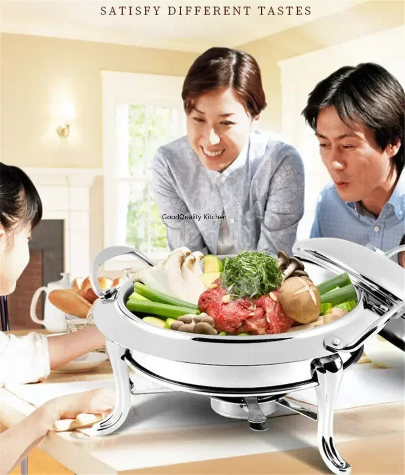 Gold-Finish Stainless Steel Chafing Dish Pot for Hotpot