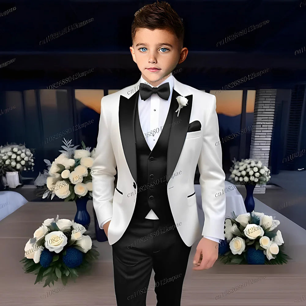 Boys’ 3-Piece Formal Suit – Blazer, Vest & Trousers