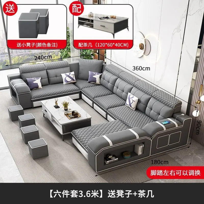 Modern U-Shaped Sectional Sofa with Removable Covers