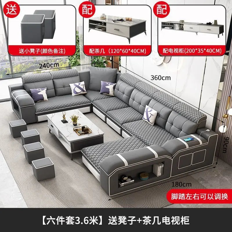 Modern U-Shaped Sectional Sofa with Removable Covers