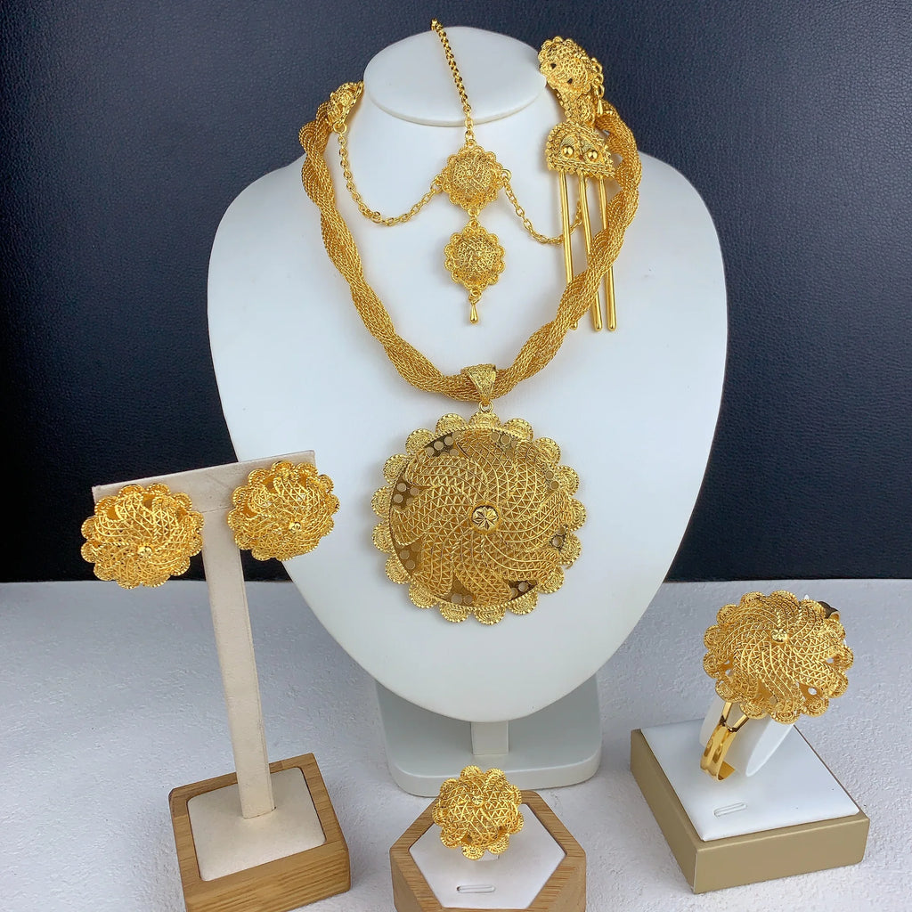 Gold-Tone Floral Wedding Jewelry Set, 6 Pieces