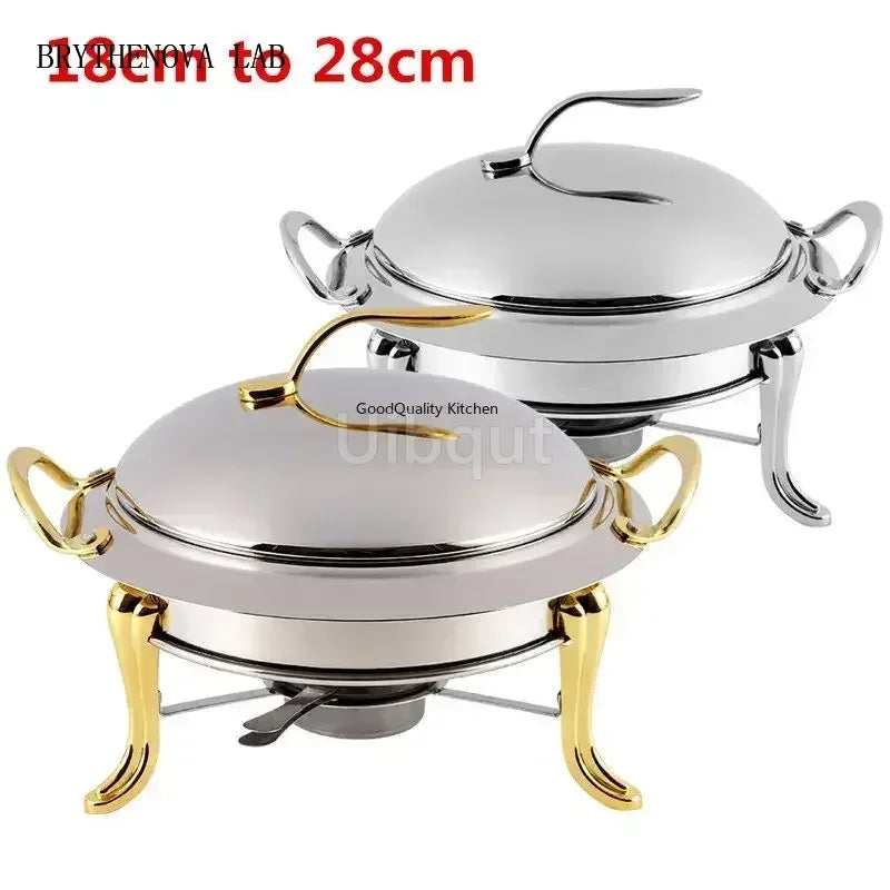 Gold-Finish Stainless Steel Chafing Dish Pot for Hotpot